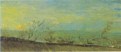 Landschap met fabrieken in het maanlicht door Vincent van Gogh